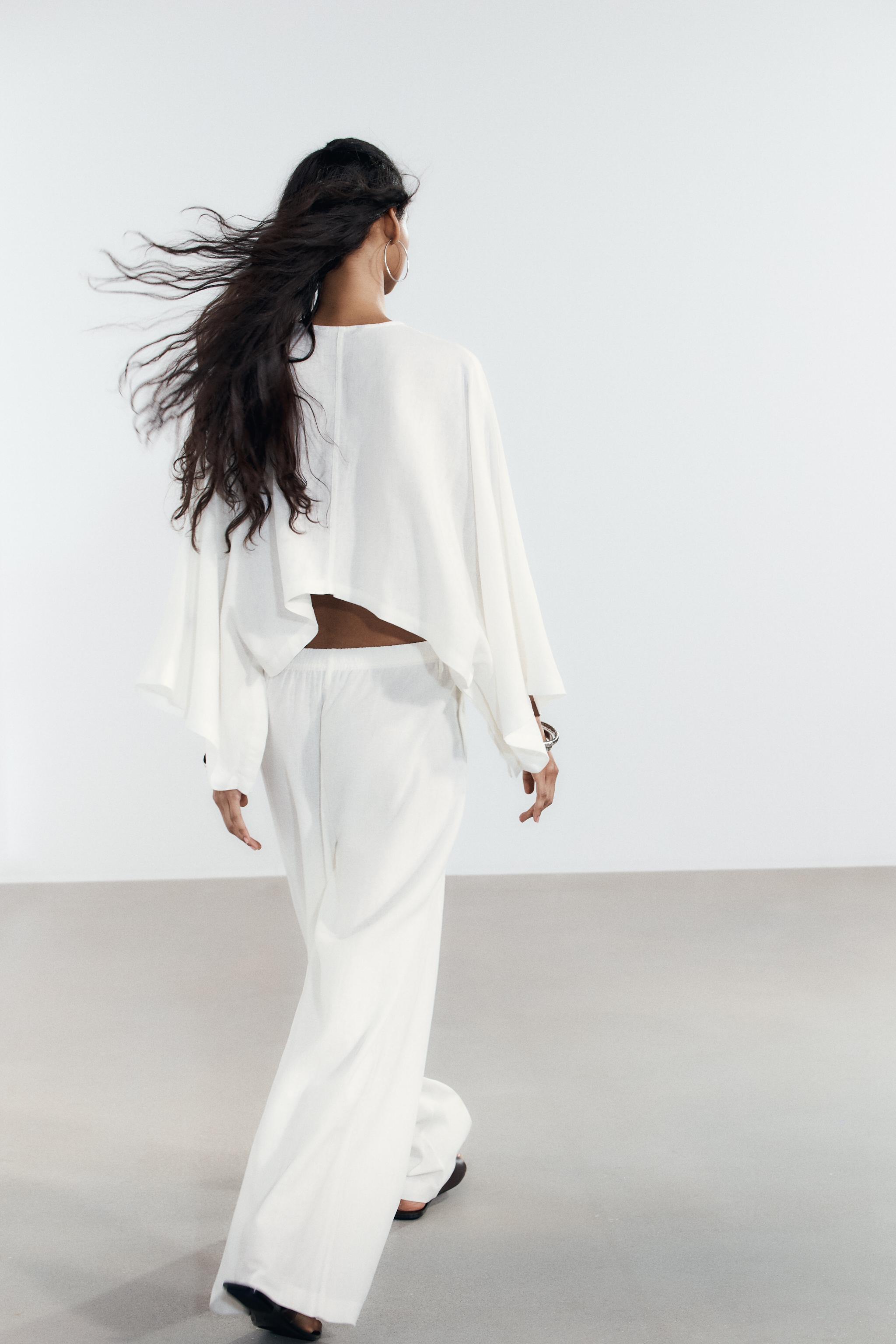 ASYMMETRIC LINEN KIMONO CAPE