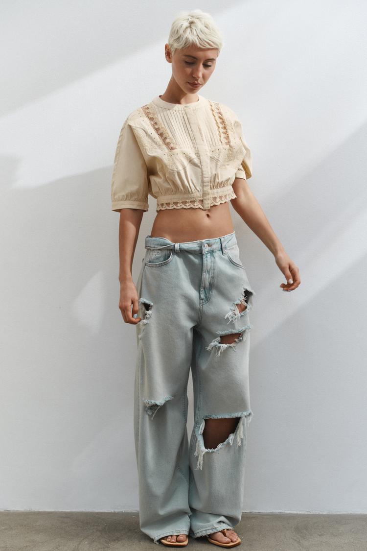 EMBROIDERED CROP SHIRT - Zara product image