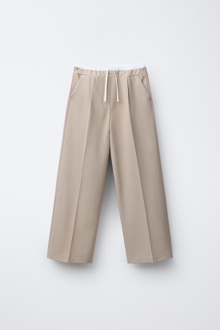 WIDE LEG DOUBLE WAISTBAND PANTS - Zara product image