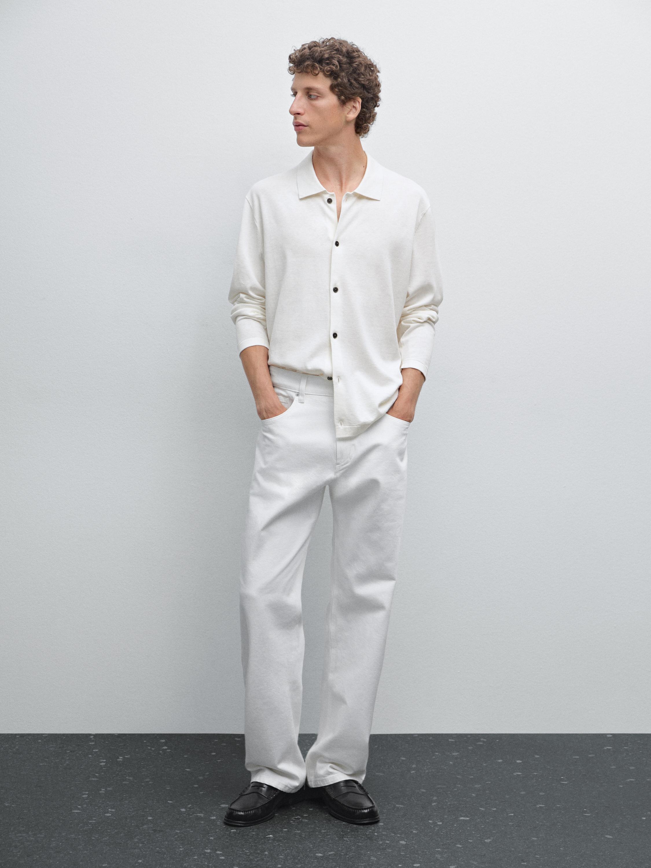 Cardigan en coton mélangé à col polo