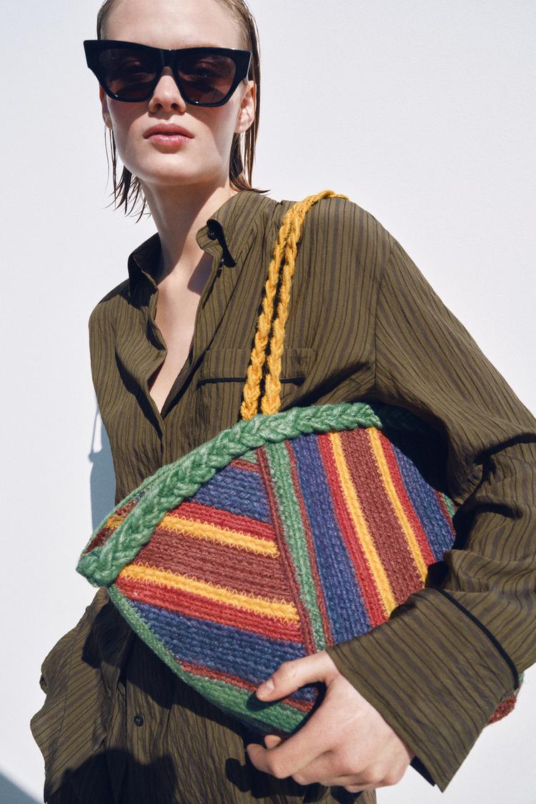STRIPED 100% JUTE BAG - Zara product image