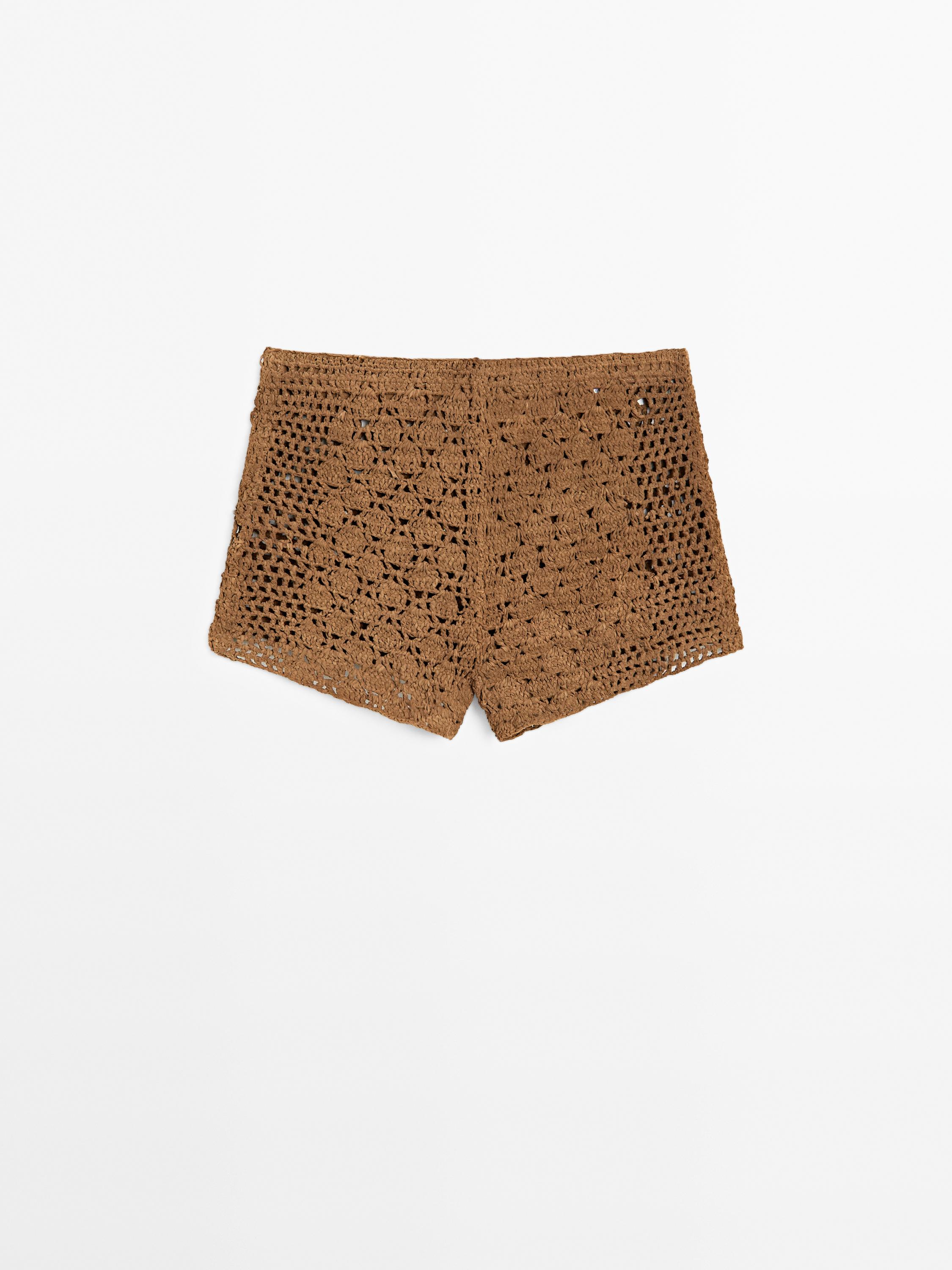 Short crochet cuir finition daim