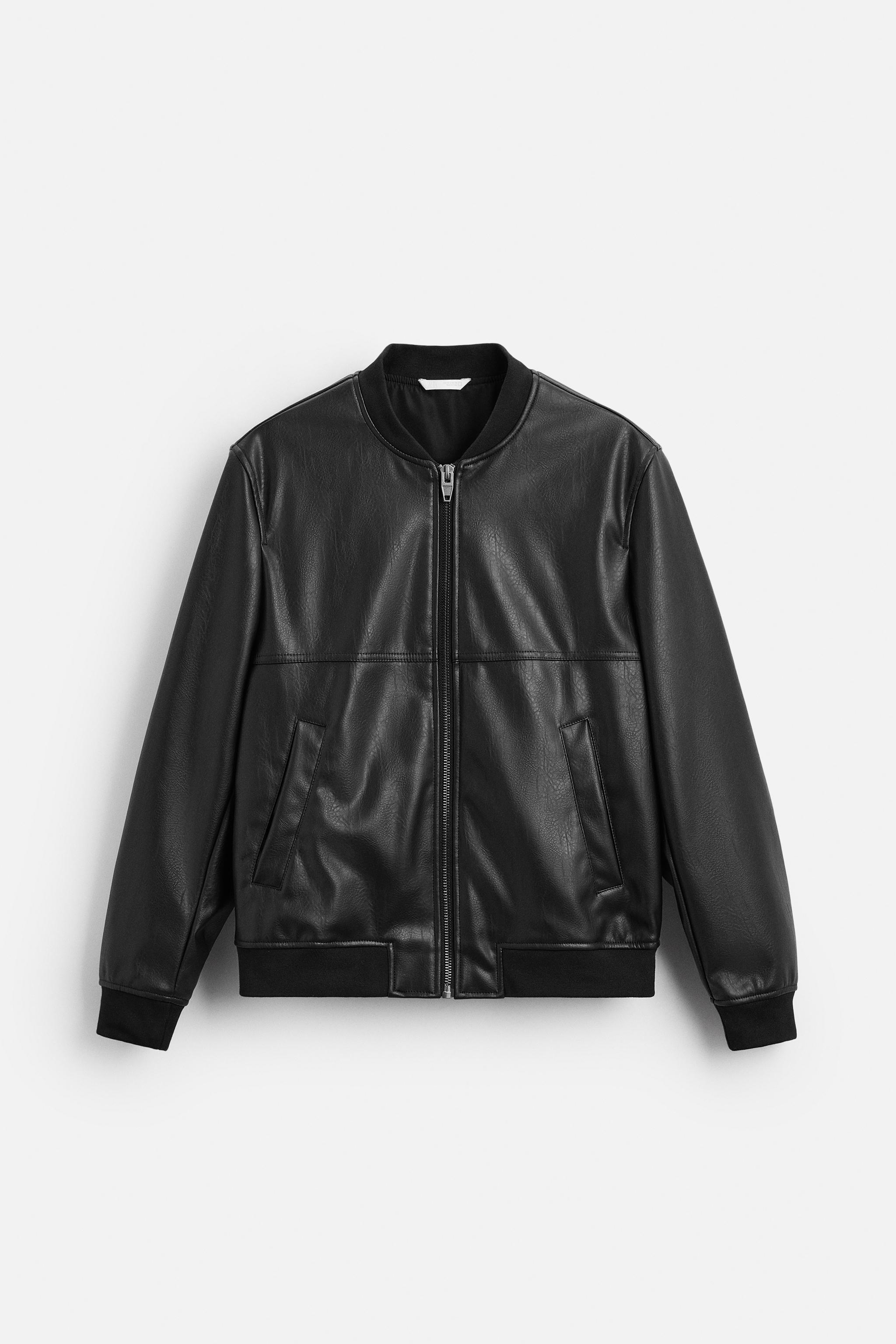 FAUX LEATHER BOMBER JACKET