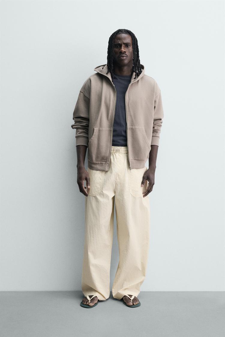 RELAXED FIT CONTRAST STRIPE PANTS - Zara product image
