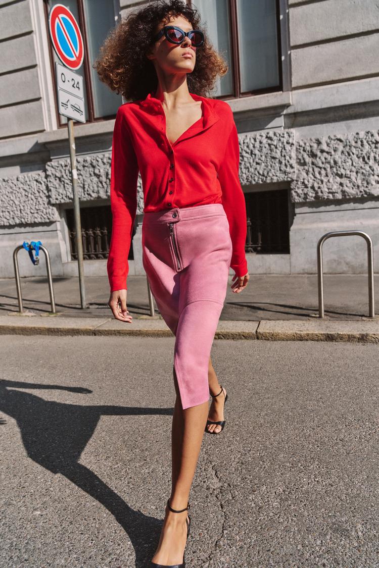 FAUX SUEDE MIDI SKIRT - Zara product image
