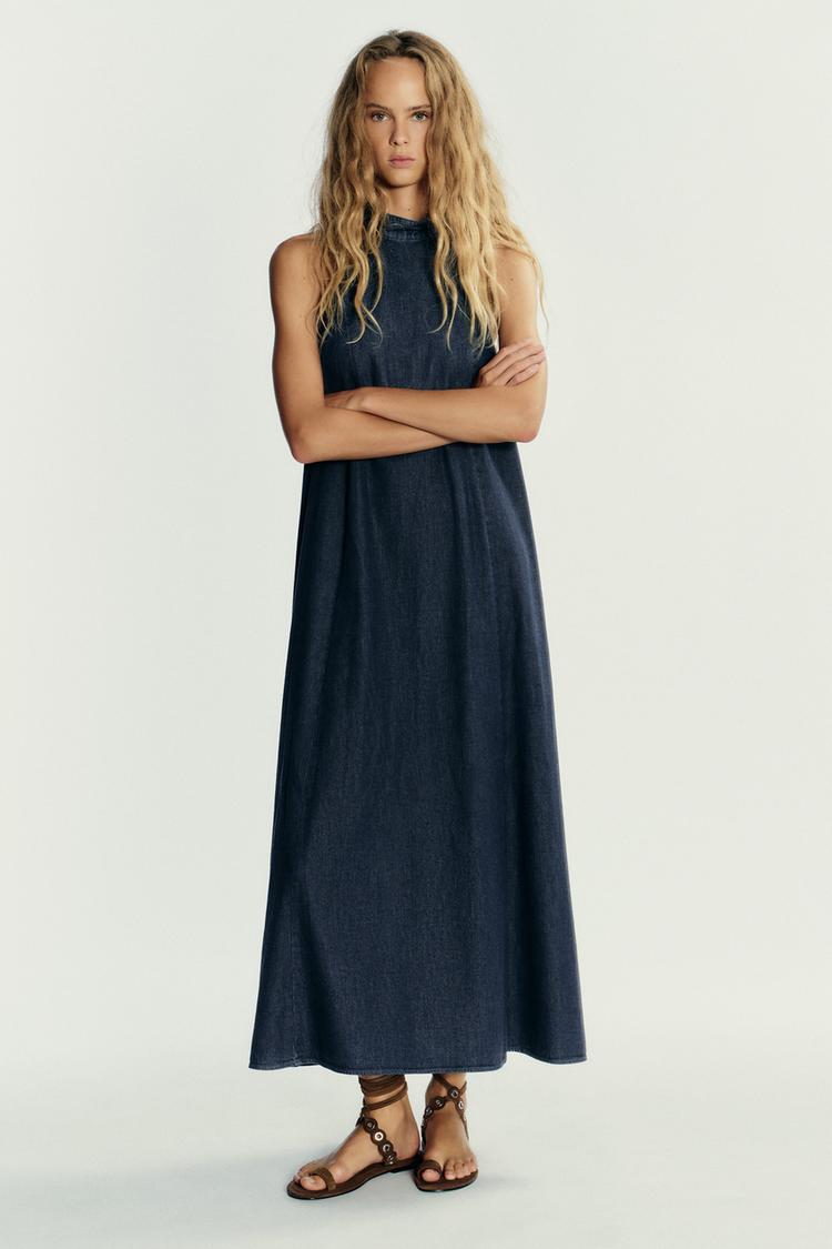 TRF HALTER DENIM DRESS - Zara product image