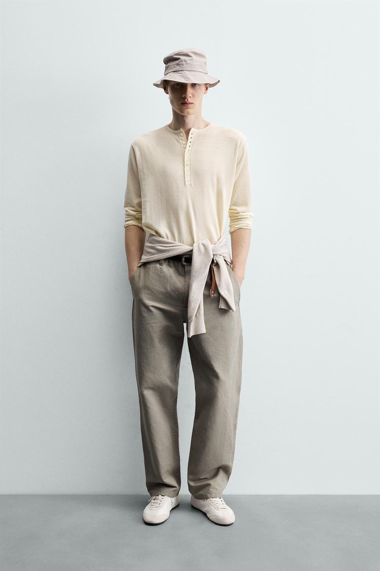RELAXED FIT BELT LOOP PANTS - Zara product image