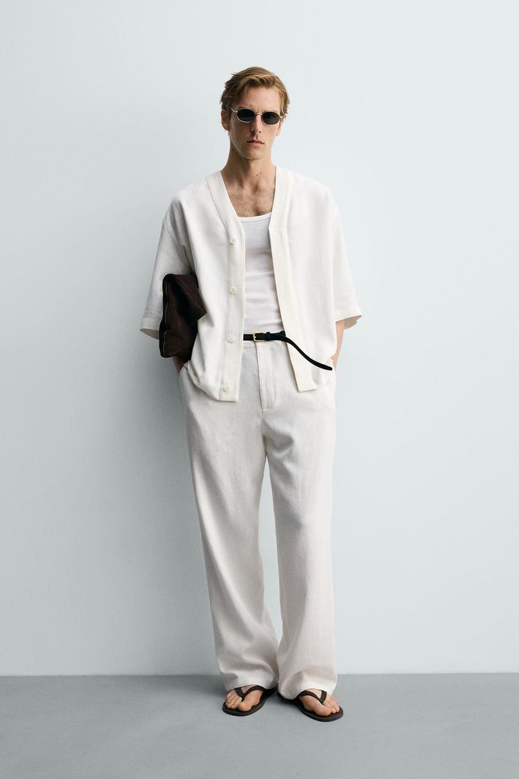 RELAXED FIT VISCOSE-HEMP PANTS - Zara product image