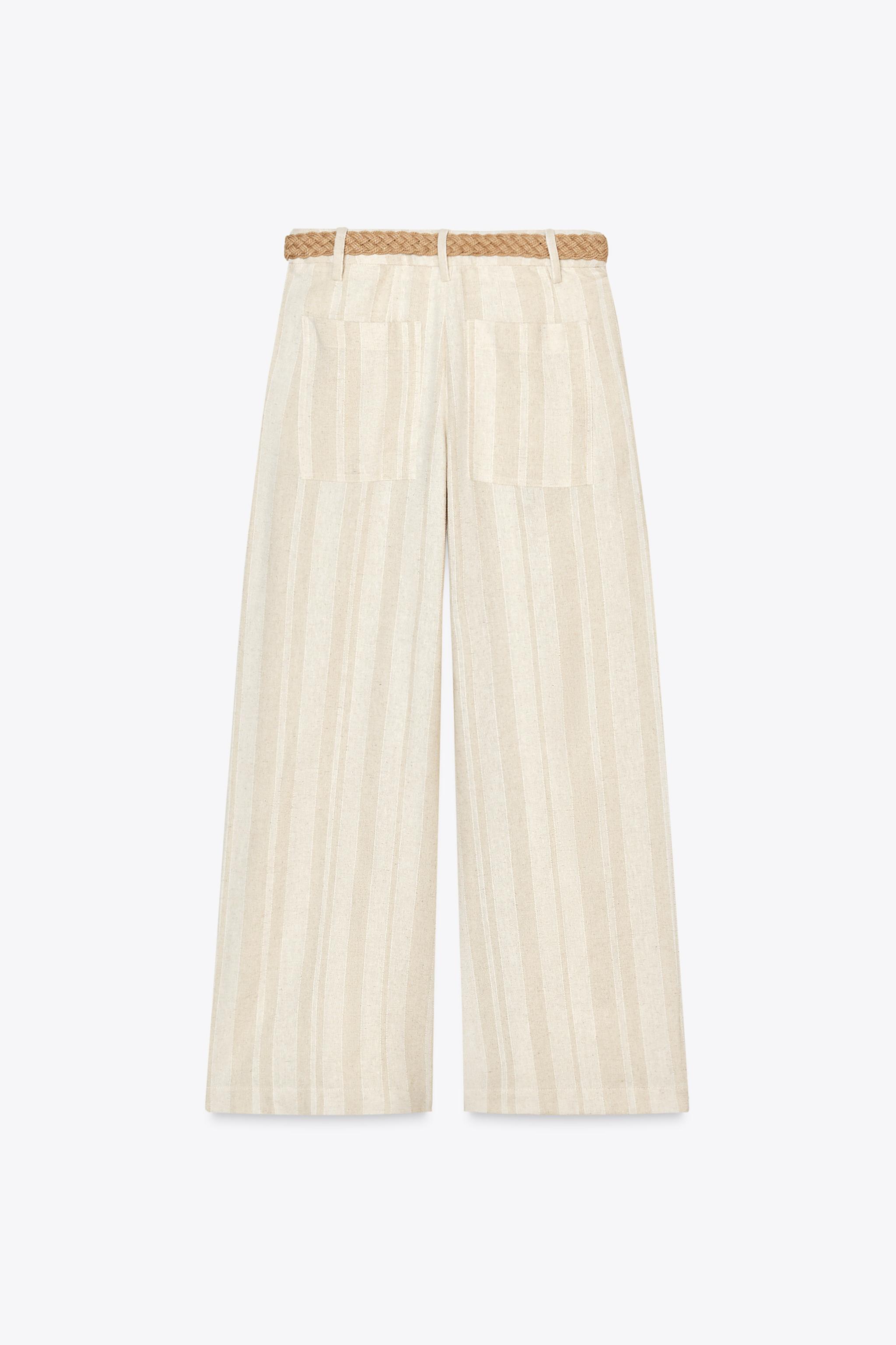 STRIPED WIDE LEG PANTS WITH BELT