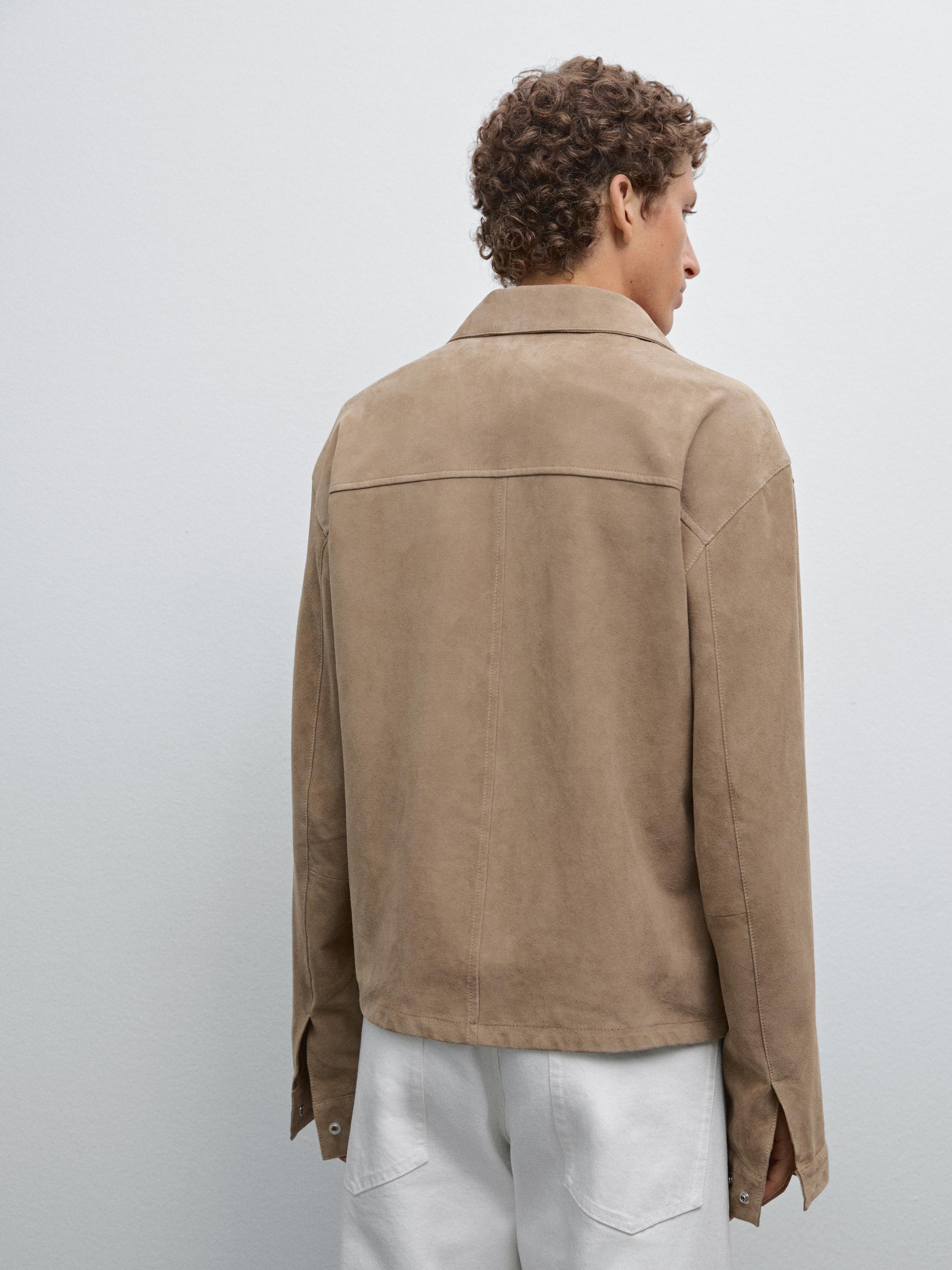 Veste courte en cuir effet daim