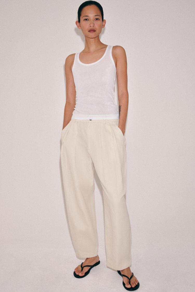 LINEN PLEATED PANTS ZW COLLECTION - Zara product image