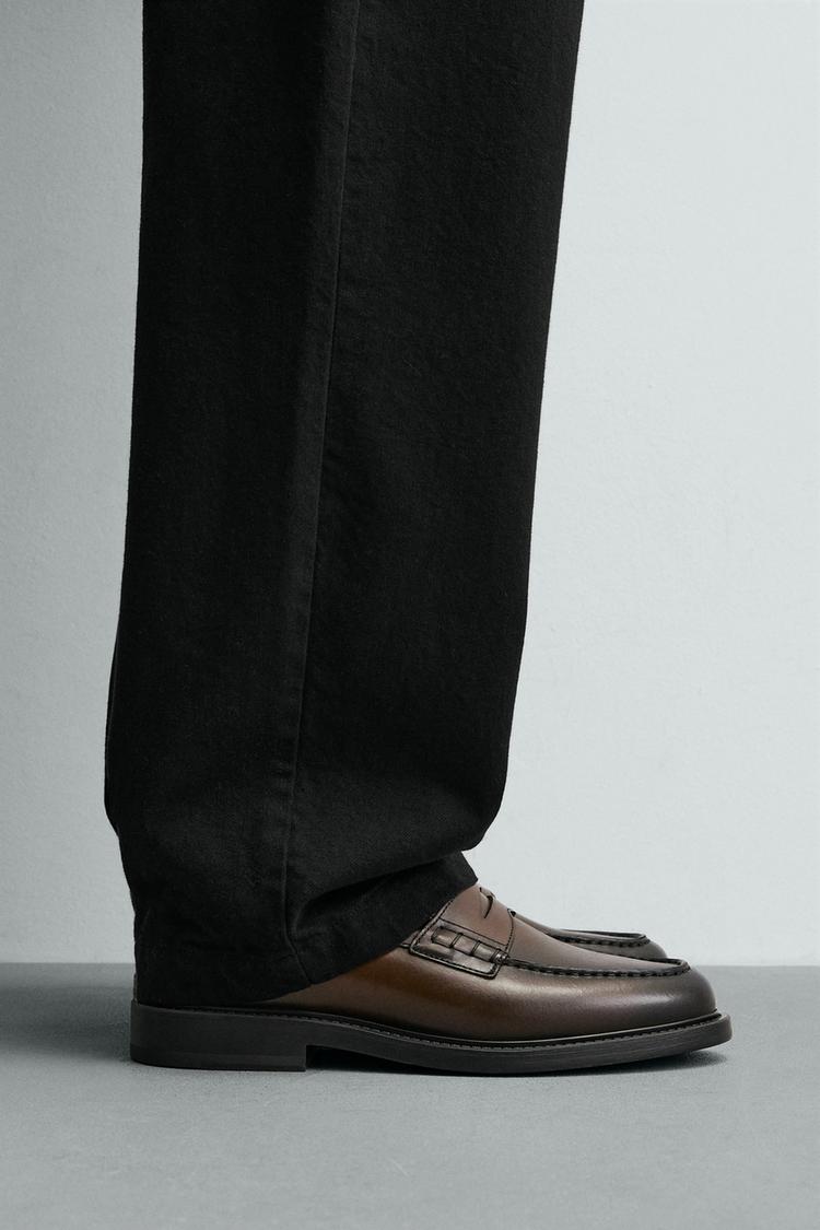 LEATHER PENNY LOAFERS - Zara product image