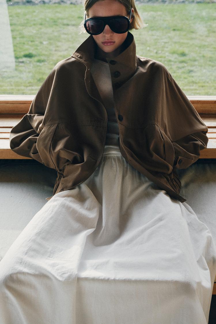 HIGH COLLAR JACKET WITH ELASTIC HEM - Zara product image