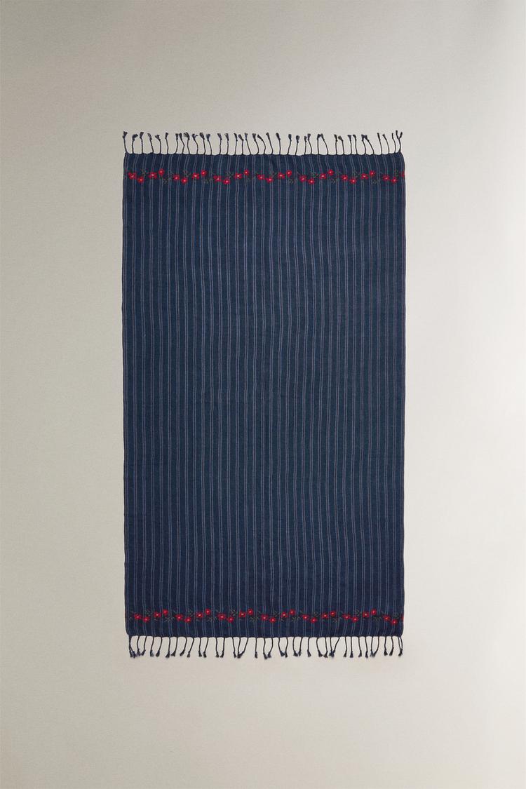 STRIPED AND FLORAL PAREO BEACH TOWEL - Zara product image