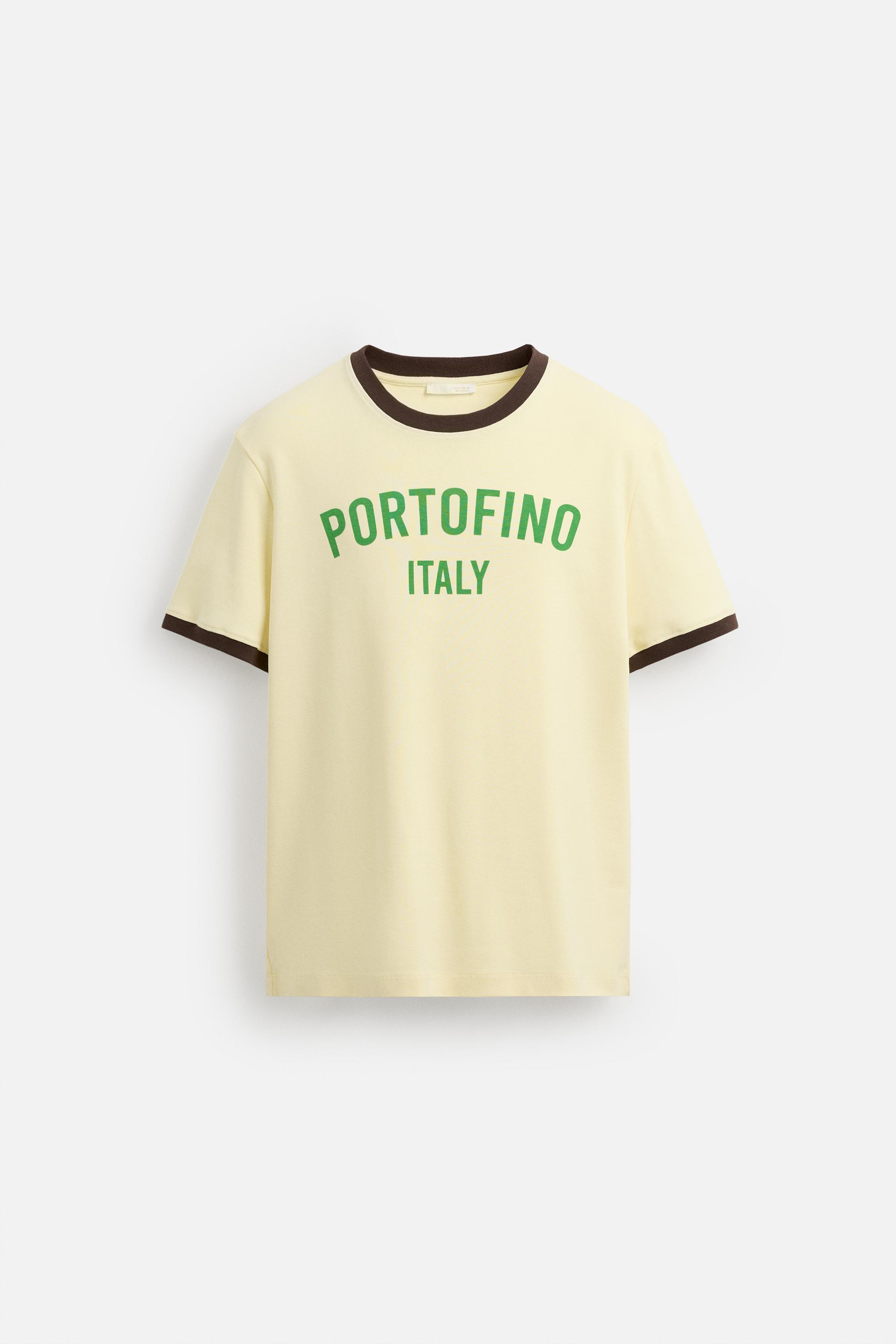 CONTRAST TEXT RIBBED T-SHIRT