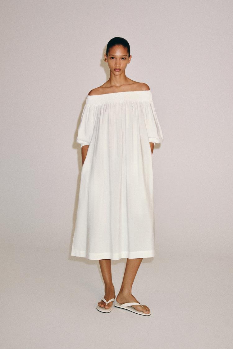 ZW COLLECTION OFF-THE-SHOULDER MIDI DRESS - Zara product image