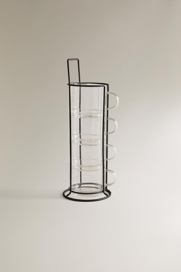 BOROSILICATE GLASS CUP TOWER (SET OF 4)