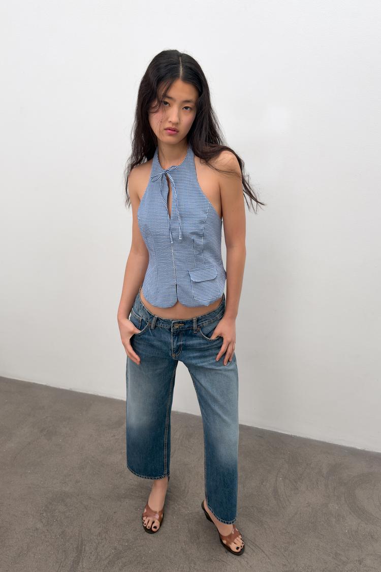 GINGHAM HALTER TOP - Zara product image