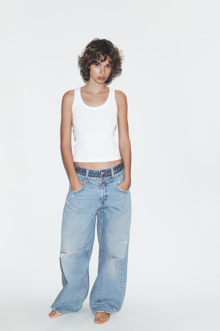 TRF DOUBLE WAIST MID-RISE STRAIGHT JEANS - Zara product image