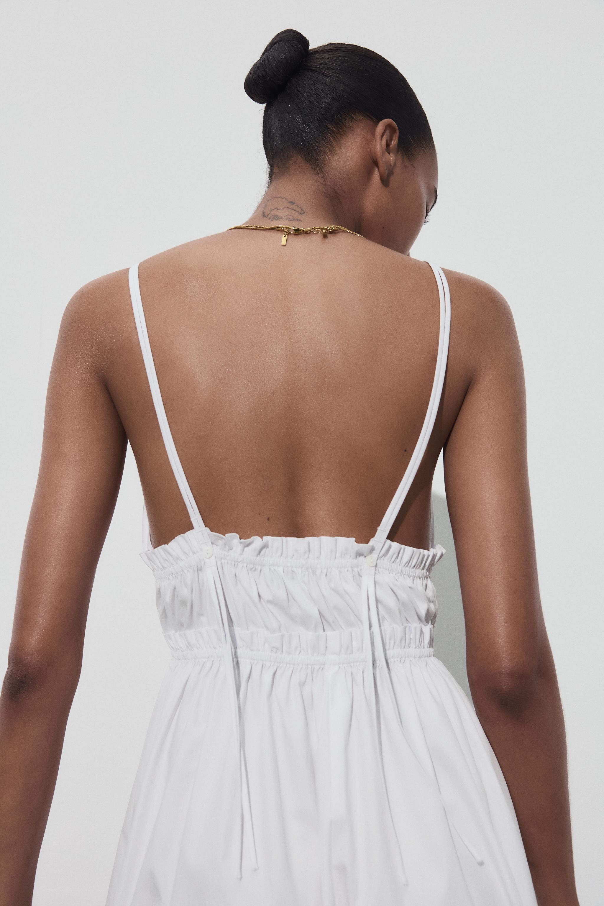 POPLIN MIDI DRESS WITH STRAPS