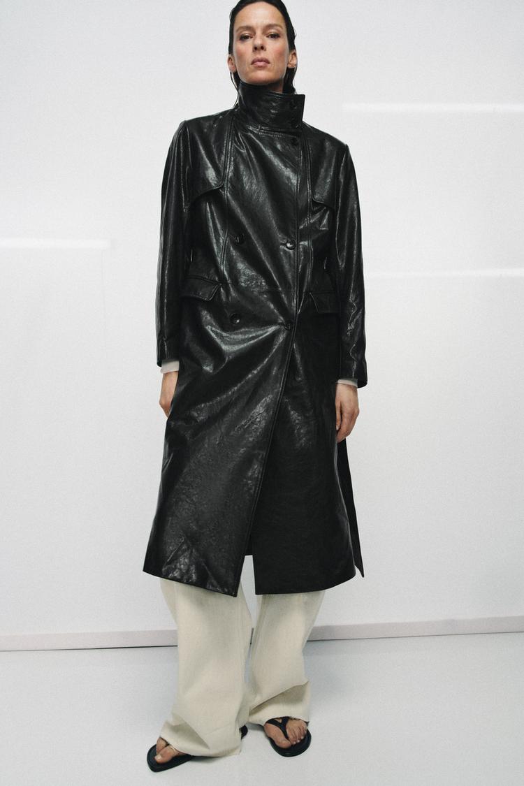 100% LEATHER SHOULDER PAD TRENCH COAT ZW COLLECTION LIMITED EDITION - Zara product image