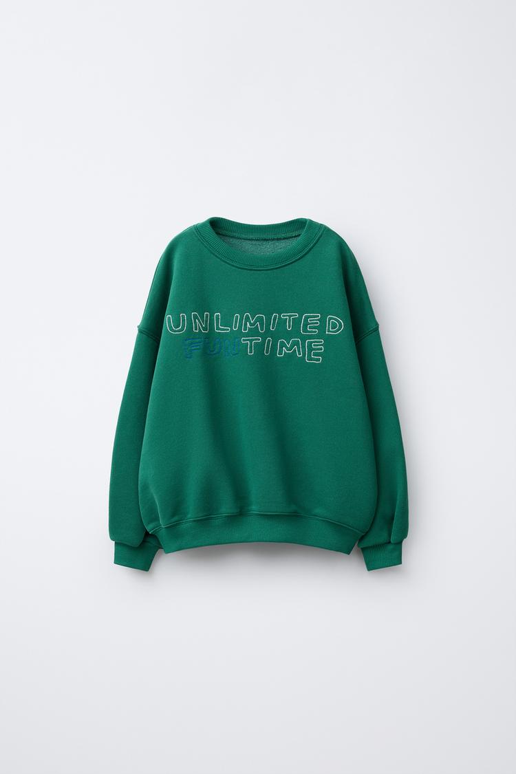 EMBROIDERED TEXT SWEATSHIRT - Zara product image