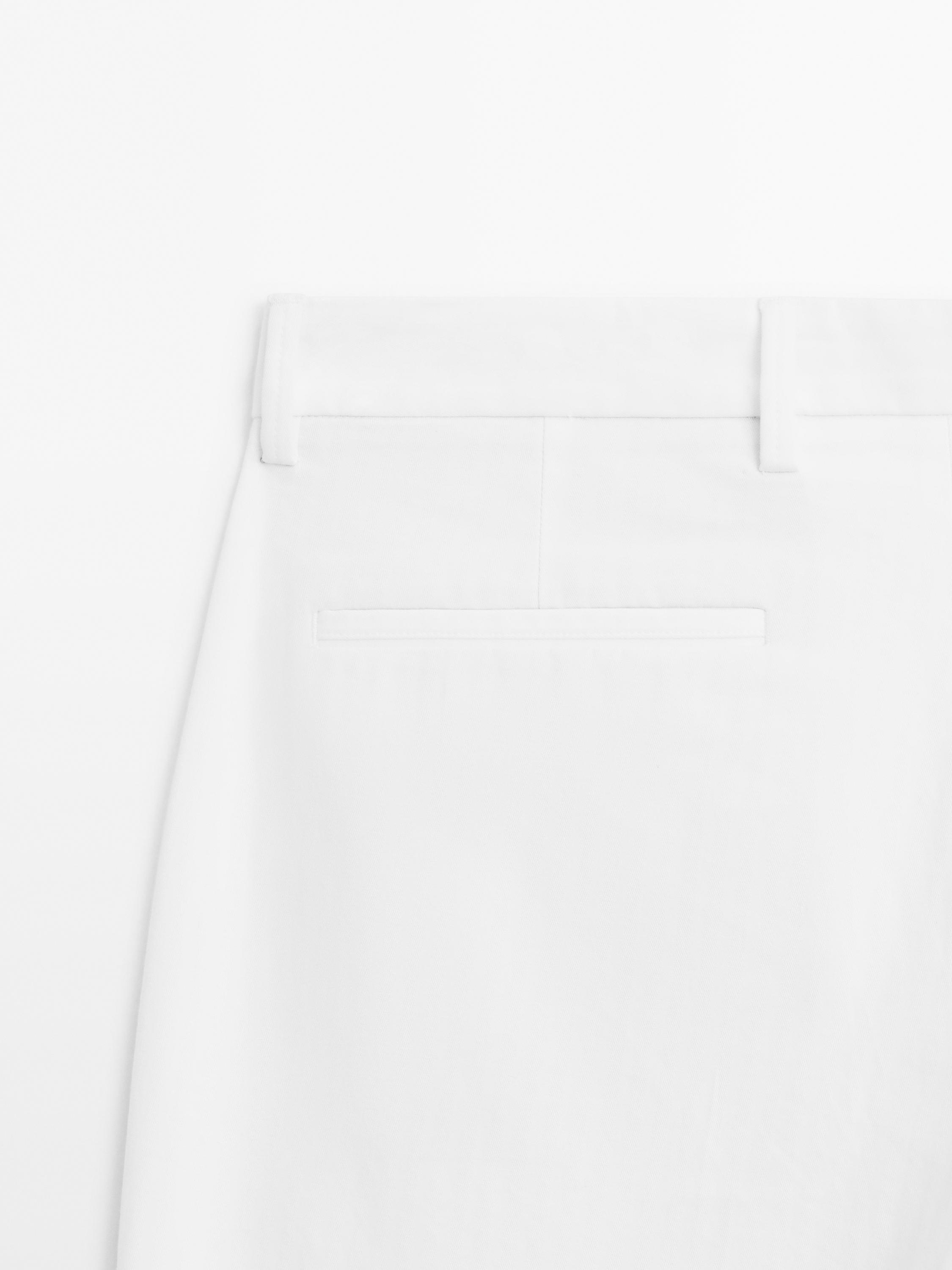 Straight-leg cotton blend trousers