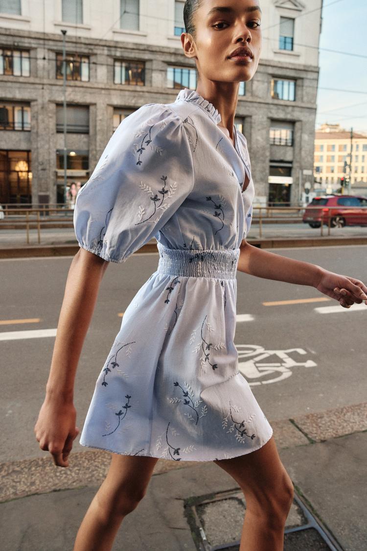 EMBROIDERED PRINTED DRESS - Zara product image