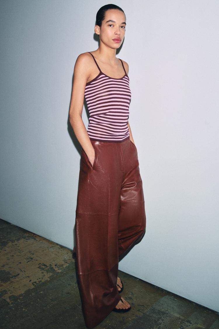 STRIPED KNIT STRAP TOP - Zara product image
