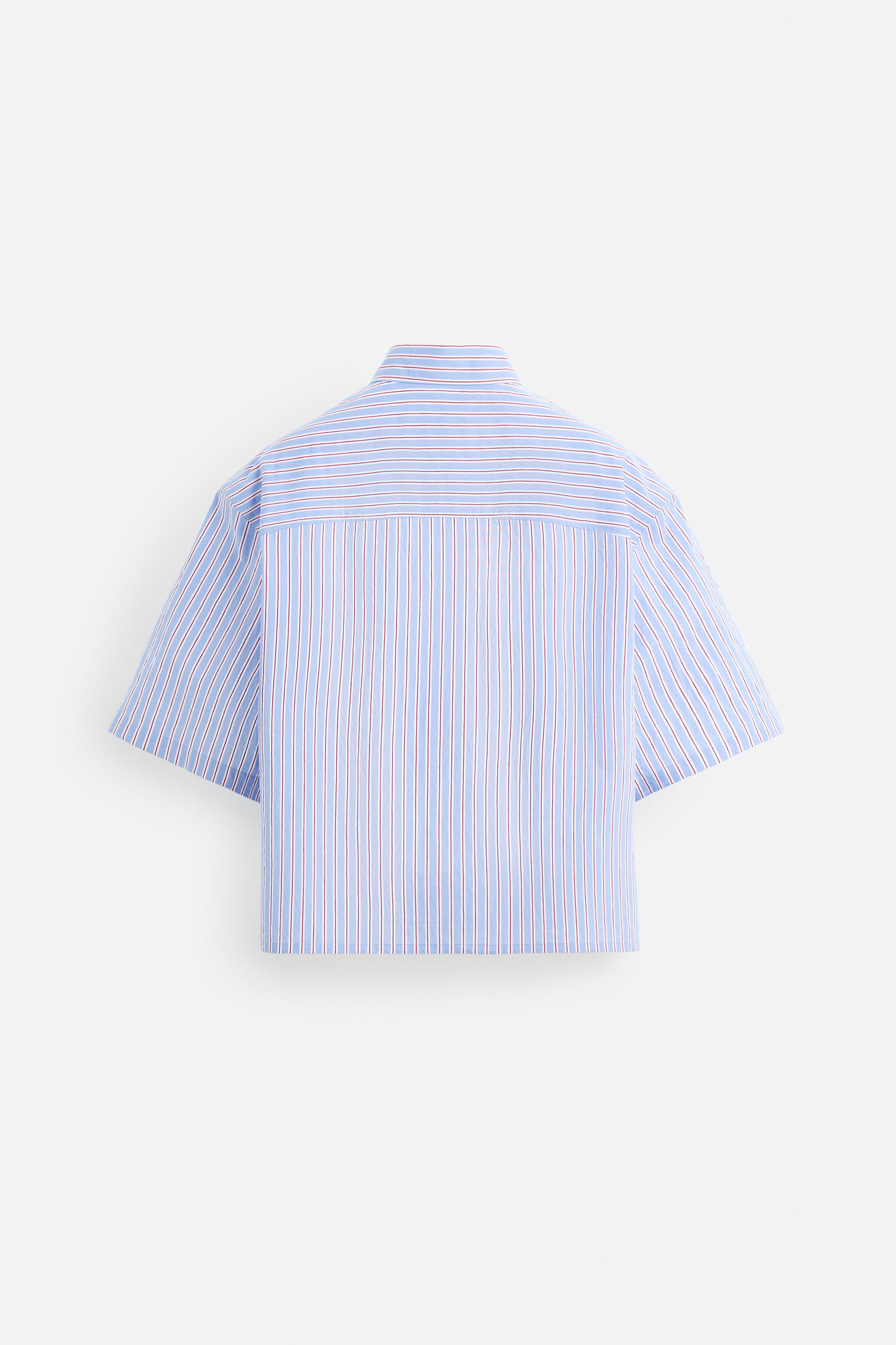 STRIPED CROPPED FIT SHIRT