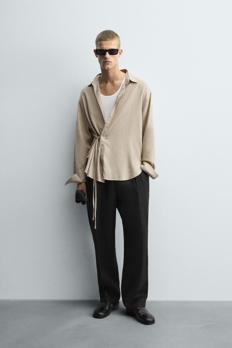 LINEN - VISCOSE BOW SHIRT