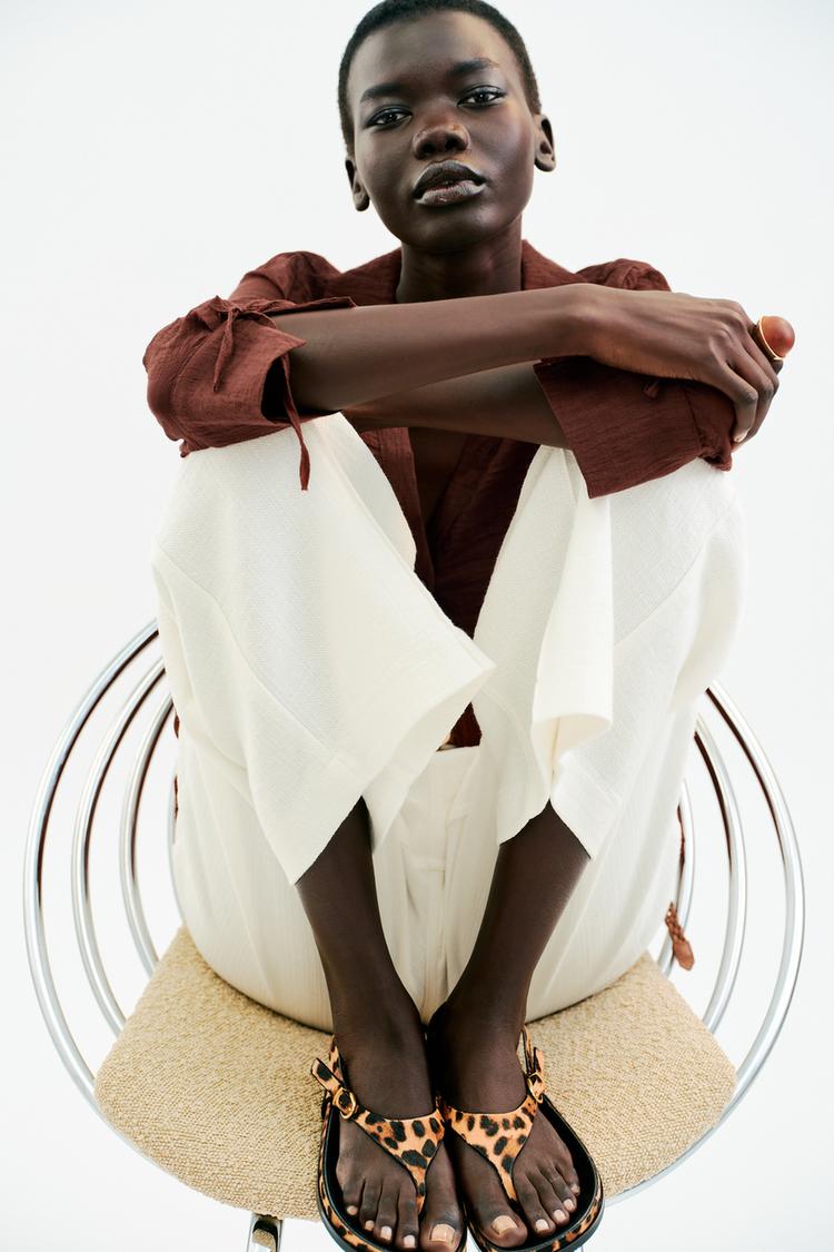 ANIMAL PRINT FUR LEATHER SANDALS - Zara product image