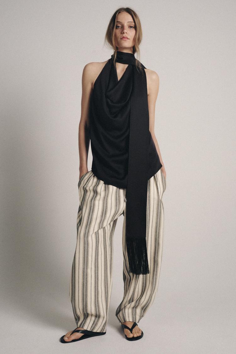 FRINGE SCARF HALTER TOP ZW COLLECTION - Zara product image