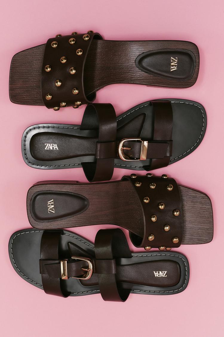 DOUBLE STRAP BUCKLE FLAT SANDALS - Zara product image