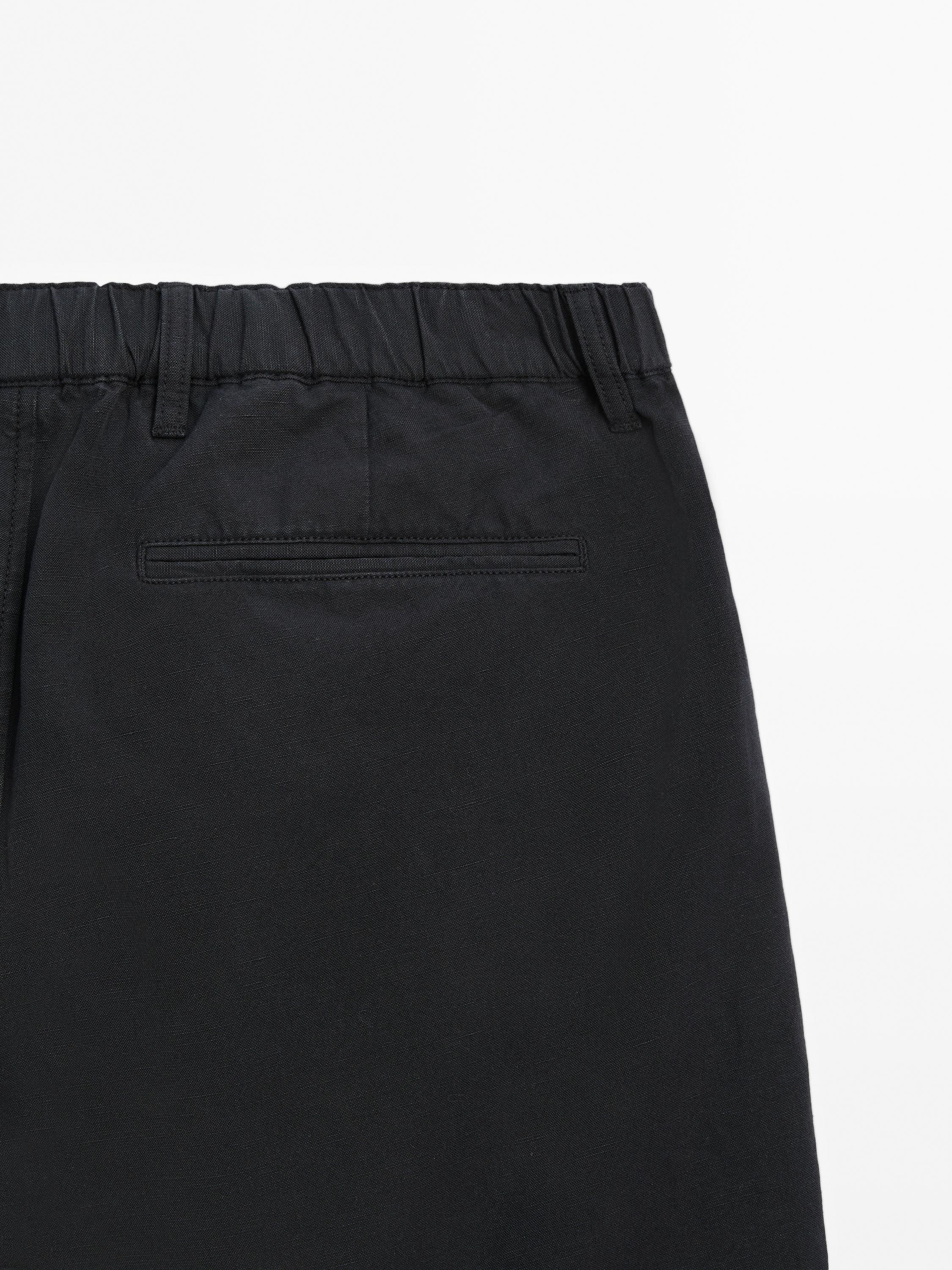 Cotton blend semi-jogger Bermuda shorts
