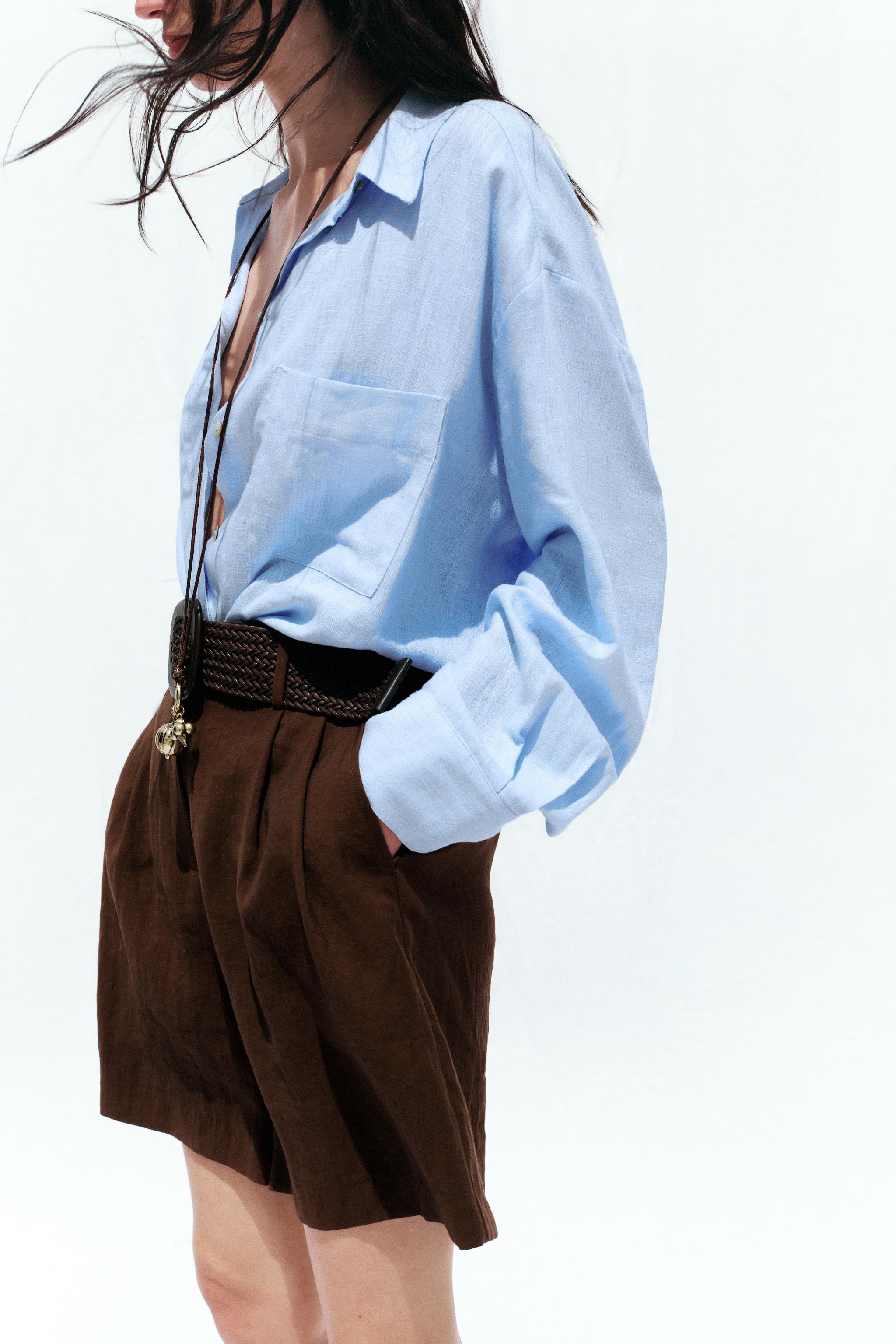 PLEATED BELT SHORTS