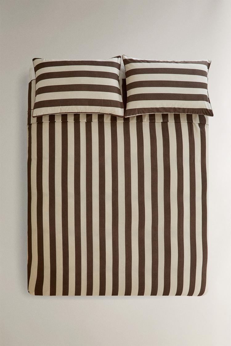 FADED STRIPED COTTON DUVET COVER - Zara product image