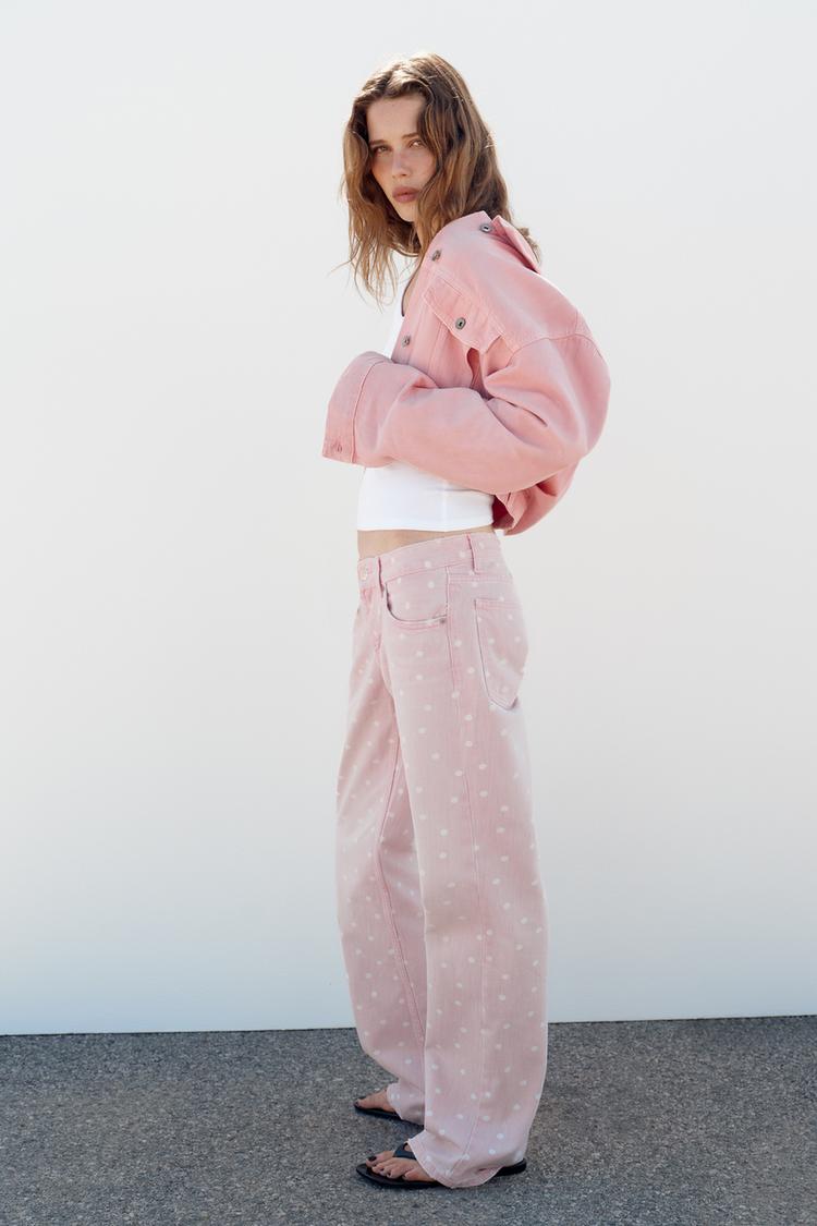 TRF WIDE LEG LOW RISE POLKA DOT JEANS - Zara product image