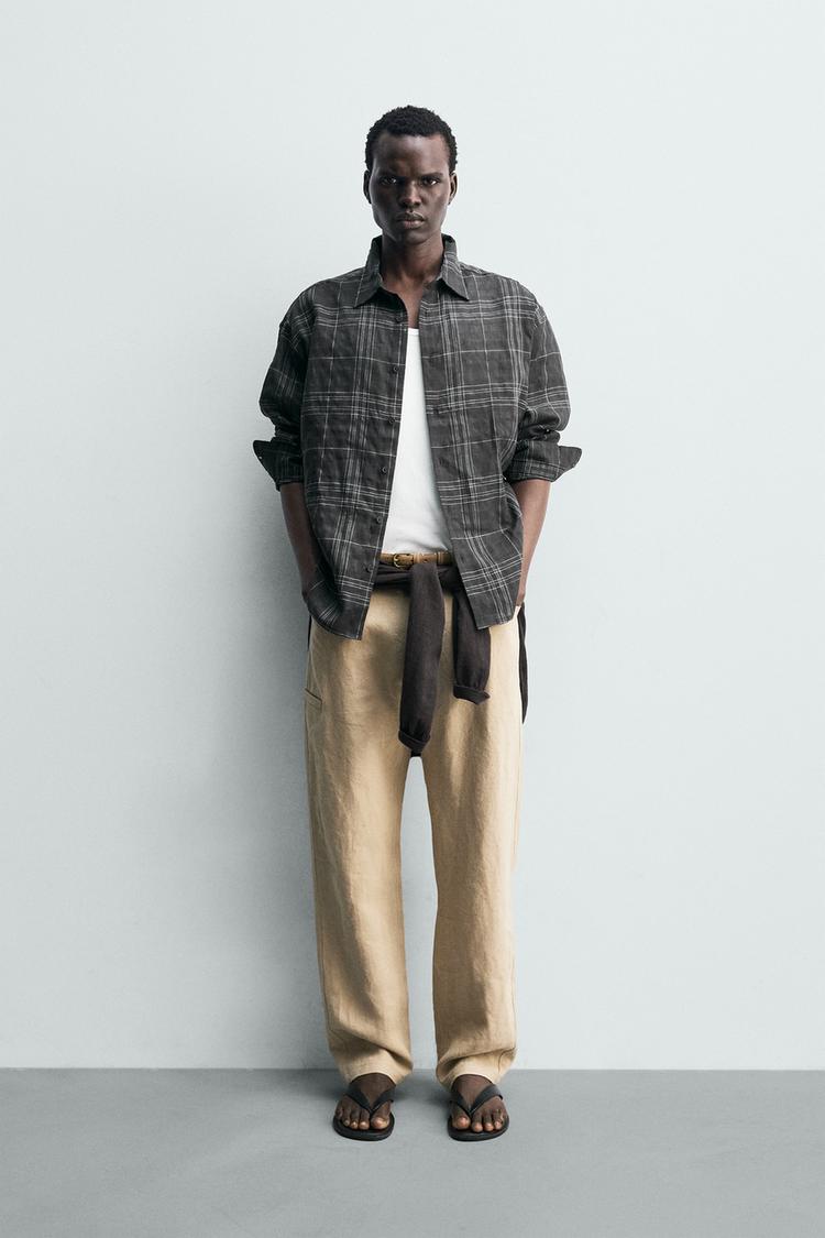 PLAID LINEN - COTTON SHIRT - Zara product image