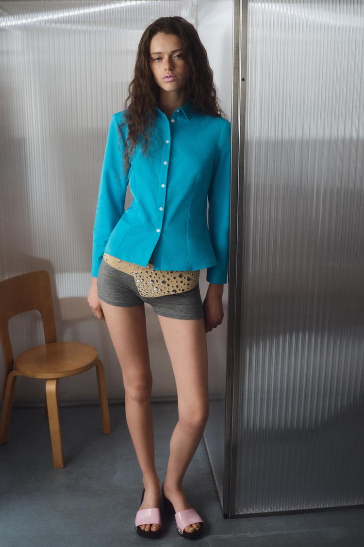 100% LEATHER WAIST BELT WITH STUDS - Zara product image