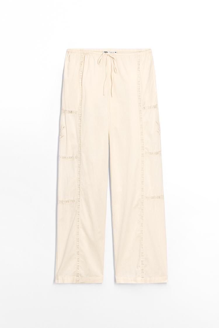 FLORAL EMBROIDERED LACE PANTS