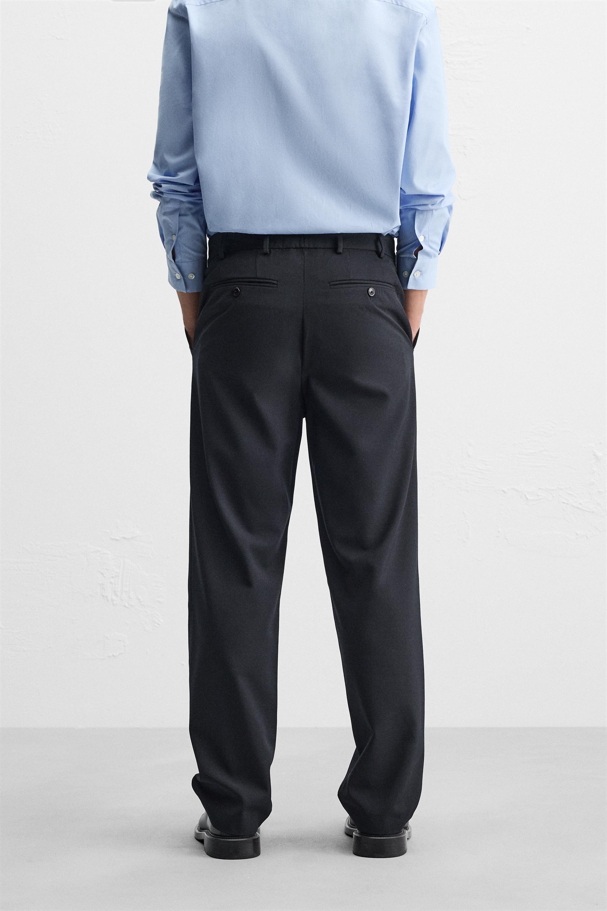 WOOL BLEND STRAIGHT FIT PANTS