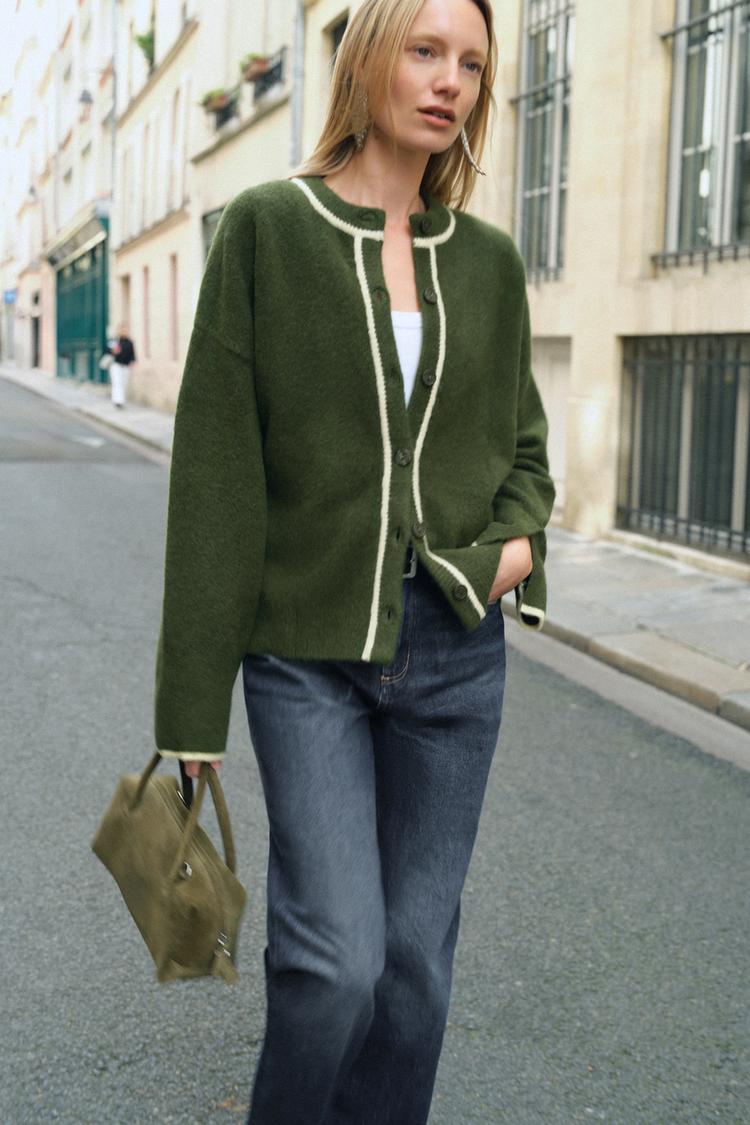 CONTRAST TRIM CARDIGAN