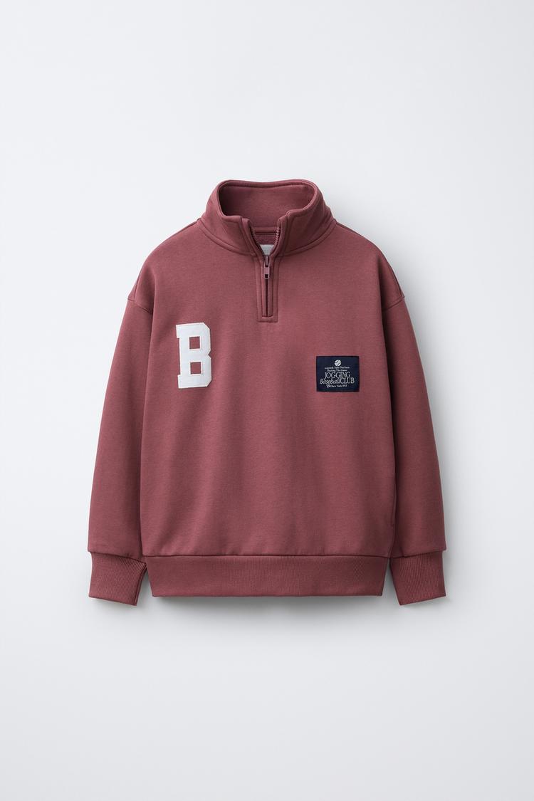 EMBROIDERED AND LABEL JOGGING SWEATSHIRT - Zara product image