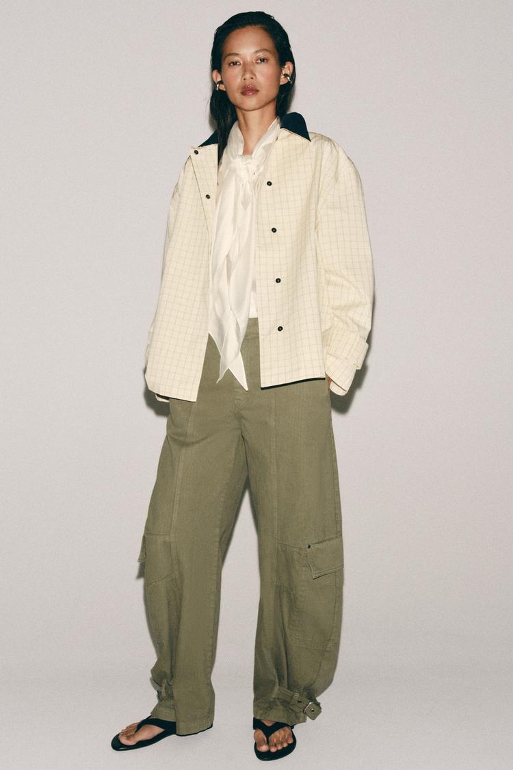 ZW COLLECTION CONTRAST COLLAR PLAID JACKET - Zara product image