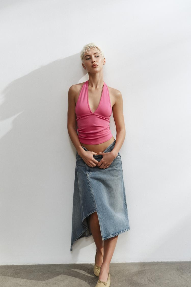 ASYMMETRIC TRF DENIM SKIRT - Zara product image