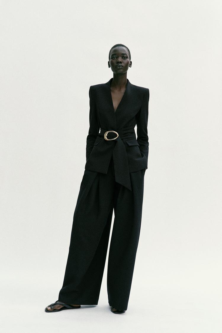 GOLD BUCKLE BELTED BLAZER SET - Zara product image