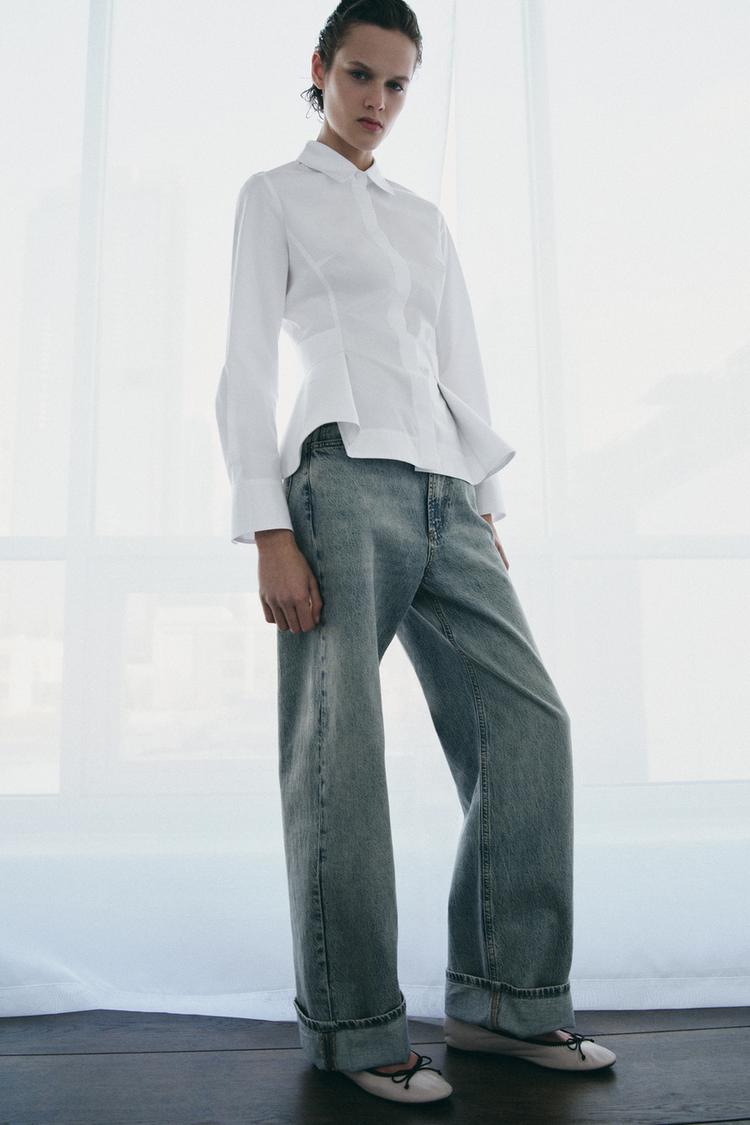 ZW COLLECTION PEPLUM POPLIN SHIRT - Zara product image