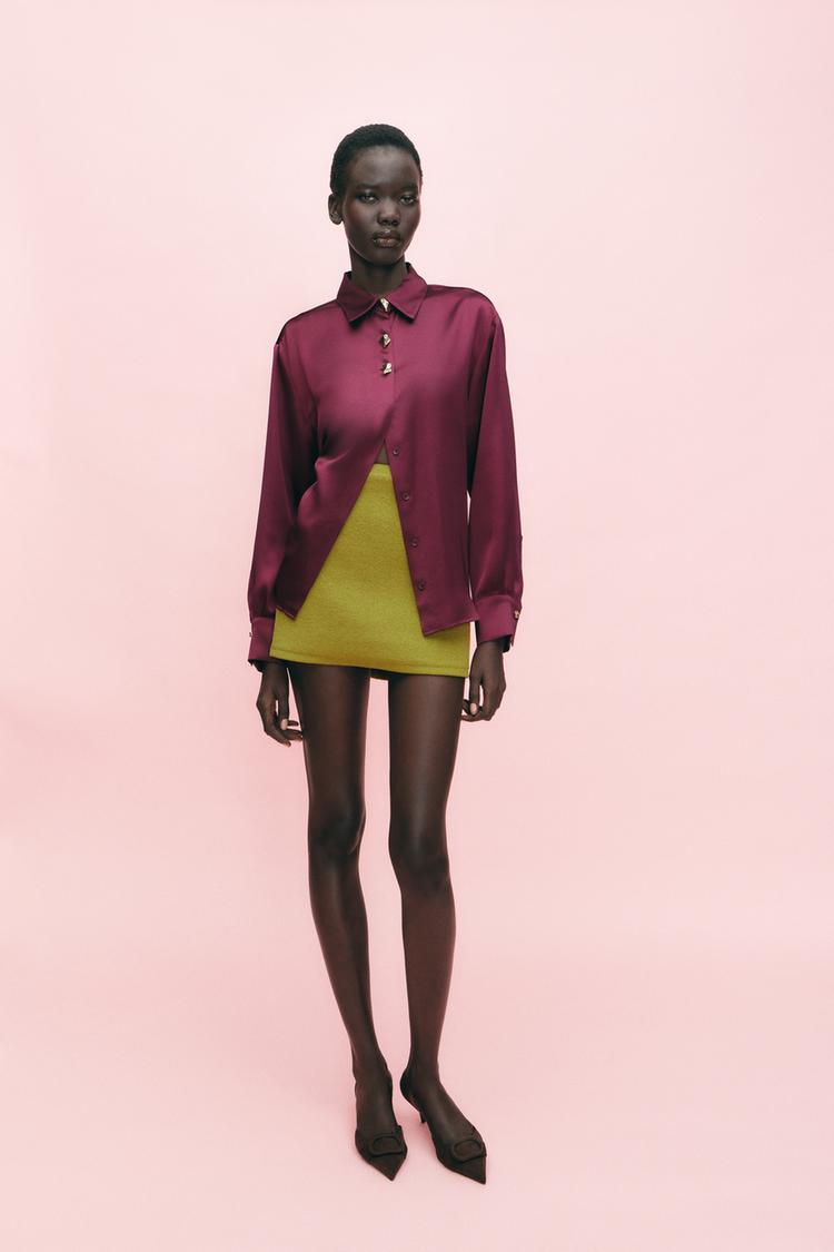 GOLD BUTTON SATIN EFFECT SHIRT