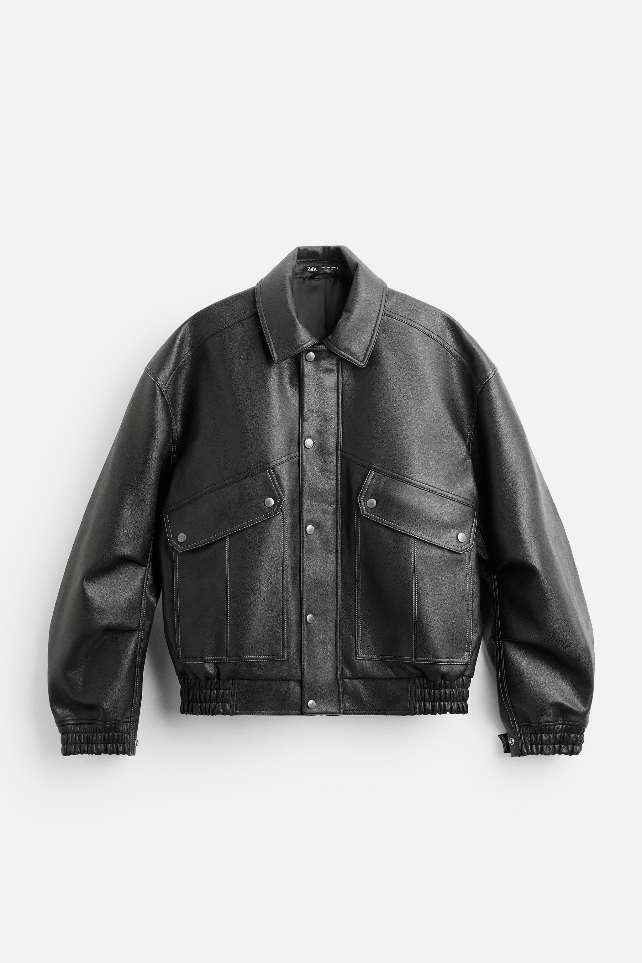 Leather Biker Cazadora Efecto Piel Zara Hombre Efecto Piel